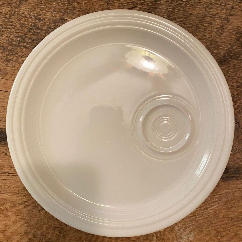 Fiestaware White Classic Ring Discontinued Welled Snack 10.5" Plate